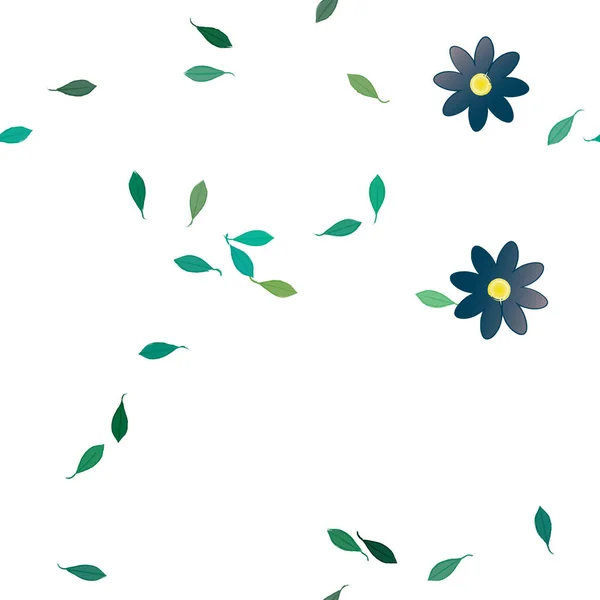 Composición Libre Con Flores Colores Simples Hojas Verdes Para Papel — Vector de stock