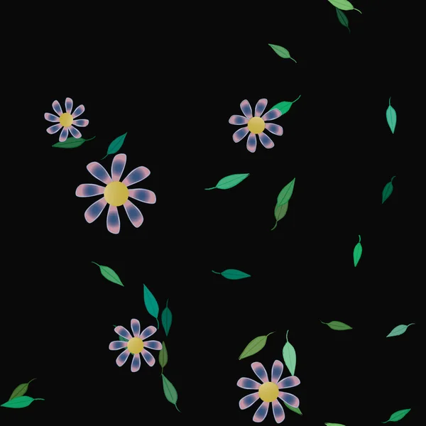 Composición Libre Con Flores Colores Simples Hojas Verdes Para Papel — Vector de stock