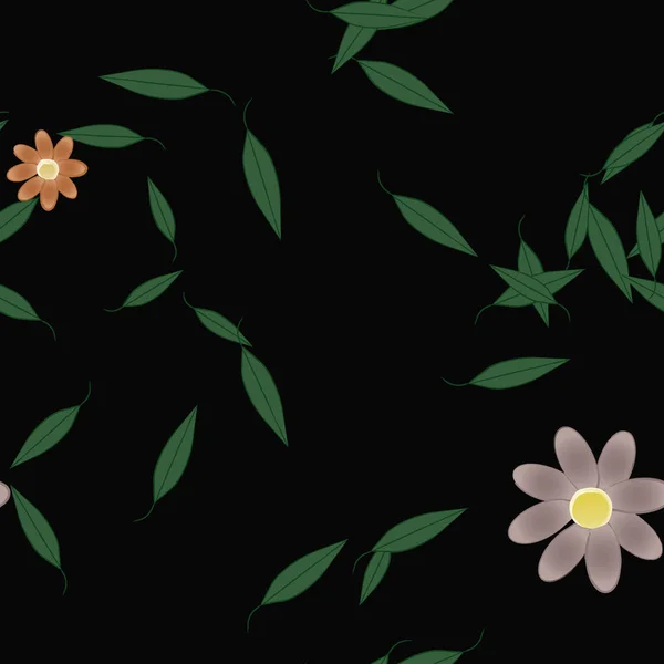 Model Fără Sudură Flori Simple Colorate Frunze Verzi Pentru Tapet — Vector de stoc