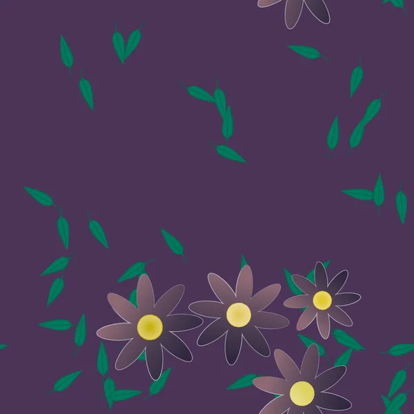 Composición Libre Con Flores Colores Simples Hojas Verdes Para Papel — Vector de stock