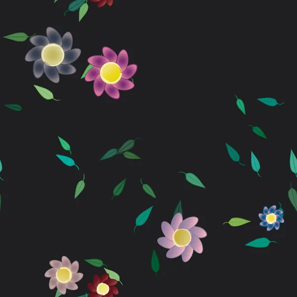 Composición Libre Con Flores Colores Simples Hojas Verdes Para Papel — Vector de stock