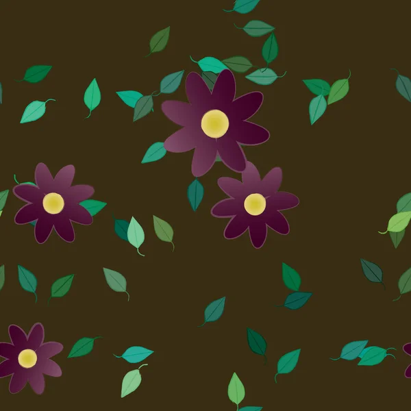 Composición Libre Con Flores Colores Simples Hojas Verdes Para Papel — Vector de stock