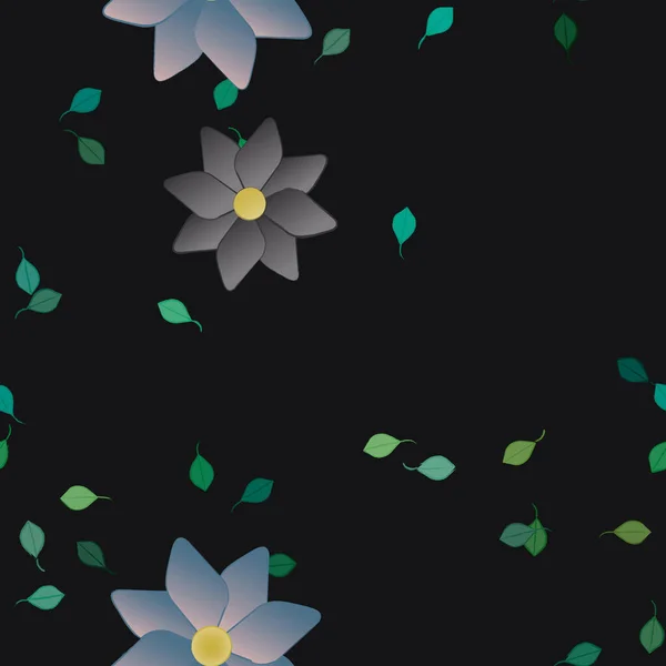 Composición Libre Con Flores Colores Simples Hojas Verdes Para Papel — Vector de stock