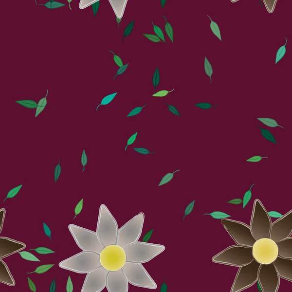 Composición Libre Con Flores Colores Simples Hojas Verdes Para Papel — Vector de stock