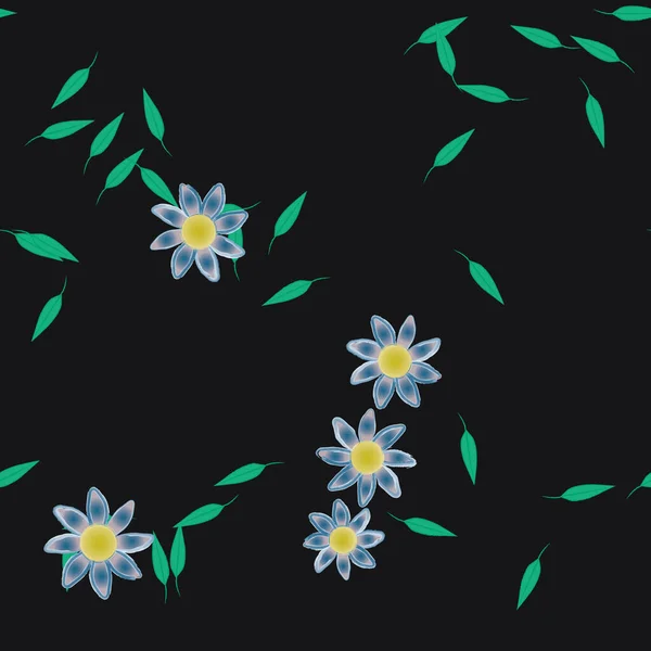 Composición Libre Con Flores Colores Simples Hojas Verdes Para Papel — Vector de stock