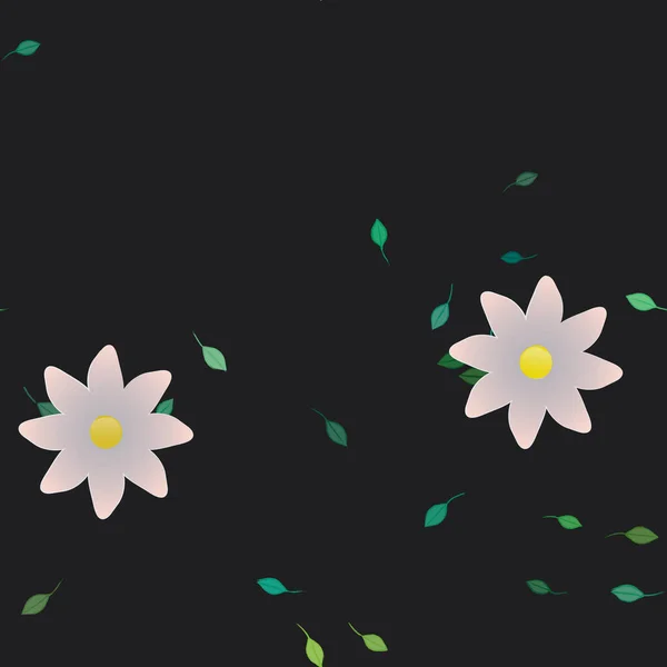 Composición Libre Con Flores Colores Simples Hojas Verdes Para Papel — Vector de stock