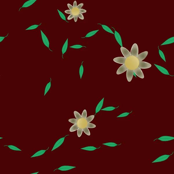 Composición Libre Con Flores Colores Simples Hojas Verdes Para Papel — Vector de stock