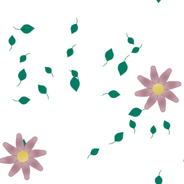Composição Livre Com Flores Coloridas Simples Folhas Verdes Para Papel — Vetor de Stock