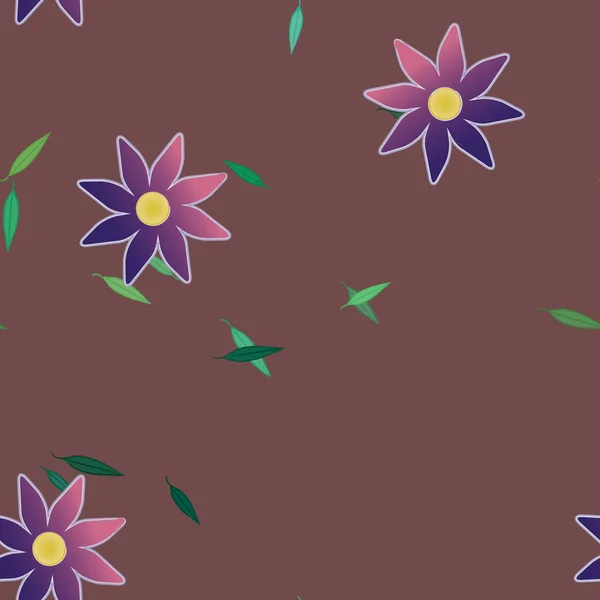 Composición Libre Con Flores Colores Simples Hojas Verdes Para Papel — Vector de stock