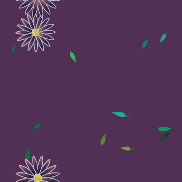 Composición Libre Con Flores Colores Simples Hojas Verdes Para Papel — Vector de stock