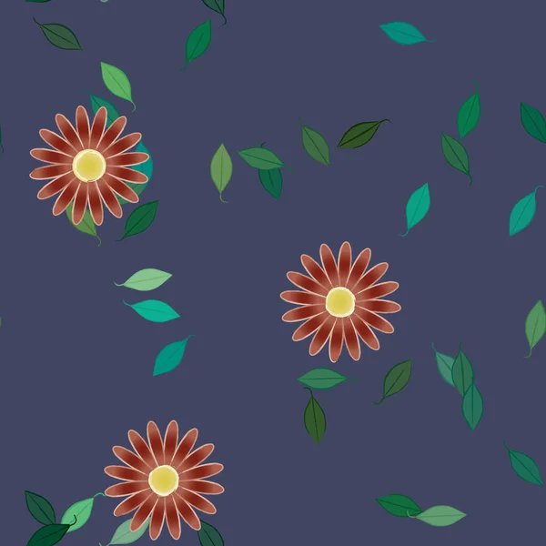 Composición Libre Con Flores Colores Simples Hojas Verdes Para Papel — Vector de stock