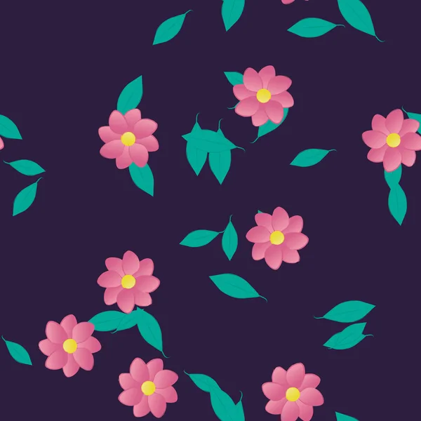 Composición Libre Con Flores Colores Simples Hojas Verdes Para Papel — Vector de stock