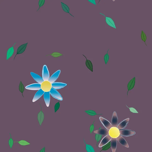 Composición Libre Con Flores Colores Simples Hojas Verdes Para Papel — Vector de stock