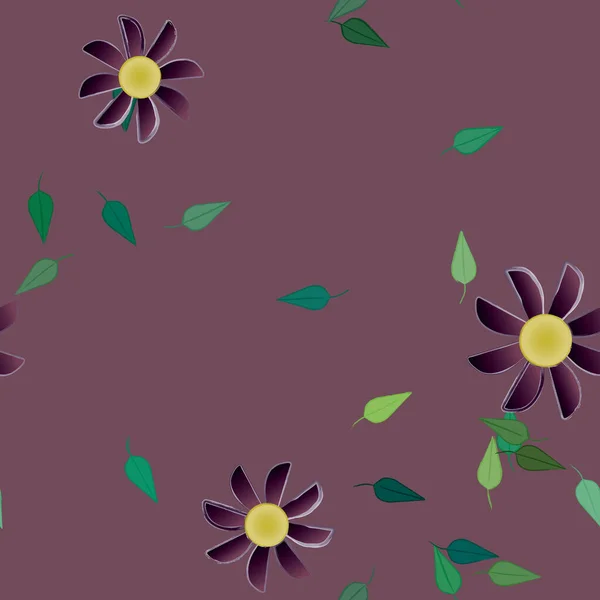 Composición Libre Con Flores Colores Simples Hojas Verdes Para Papel — Vector de stock