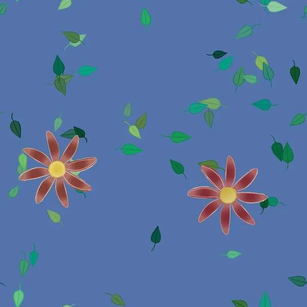 Composición Libre Con Flores Colores Simples Hojas Verdes Para Papel — Vector de stock