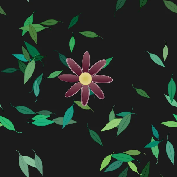 Composición Libre Con Flores Colores Simples Hojas Verdes Para Papel — Vector de stock