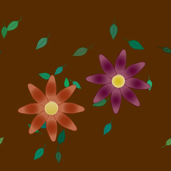 Composición Libre Con Flores Colores Simples Hojas Verdes Para Papel — Vector de stock