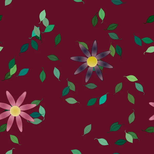 Composición Libre Con Flores Colores Simples Hojas Verdes Para Papel — Vector de stock