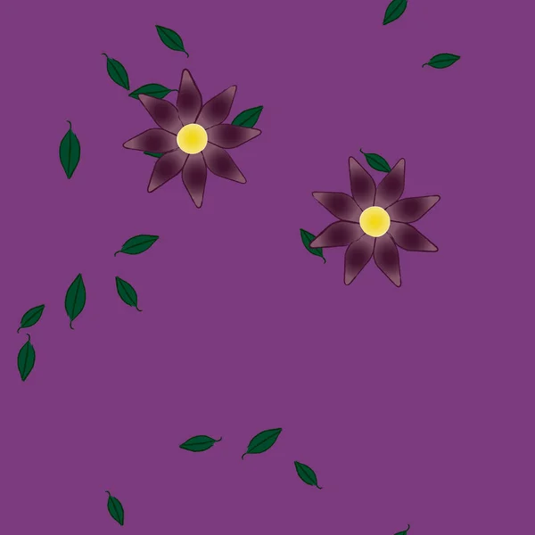 Composición Libre Con Flores Colores Simples Hojas Verdes Para Papel — Vector de stock