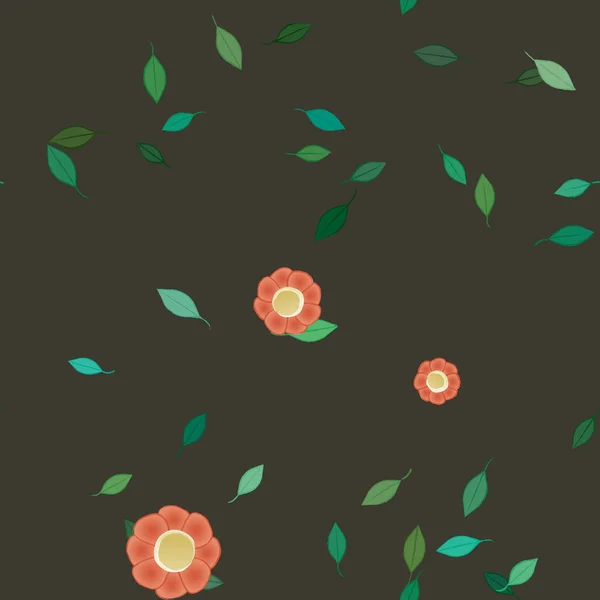 Composición Libre Con Flores Colores Simples Hojas Verdes Para Papel — Vector de stock