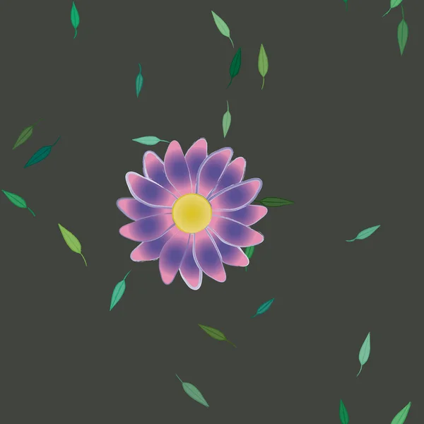 Composición Libre Con Flores Colores Simples Hojas Verdes Para Papel — Vector de stock