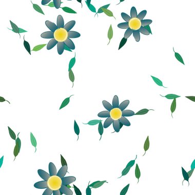 Yapraklı çiçek yapraklarının vektör çizimi, botanik arka plan