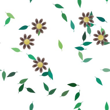 Yapraklı çiçek yapraklarının vektör çizimi, botanik arka plan