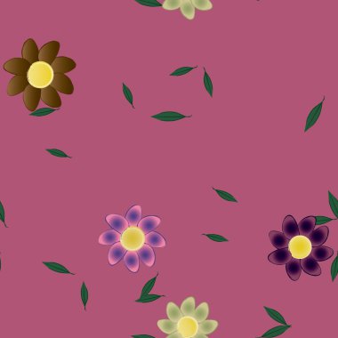 Yapraklı çiçek yapraklarının vektör çizimi, botanik arka plan