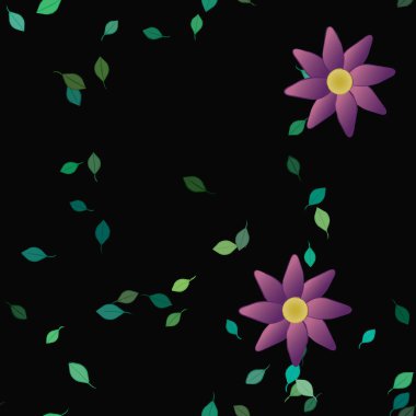 Yapraklı çiçek yapraklarının vektör çizimi, botanik arka plan