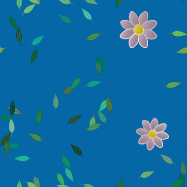 Çiçek ve yapraklı tasarım kompozisyonu, vektör illüstrasyonu