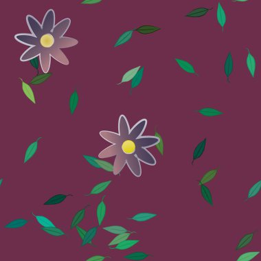 Yapraklı çiçek yapraklarının vektör çizimi, botanik arka plan