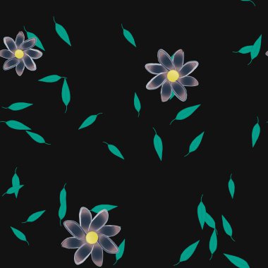 Yapraklı çiçek yapraklarının vektör çizimi, botanik arka plan