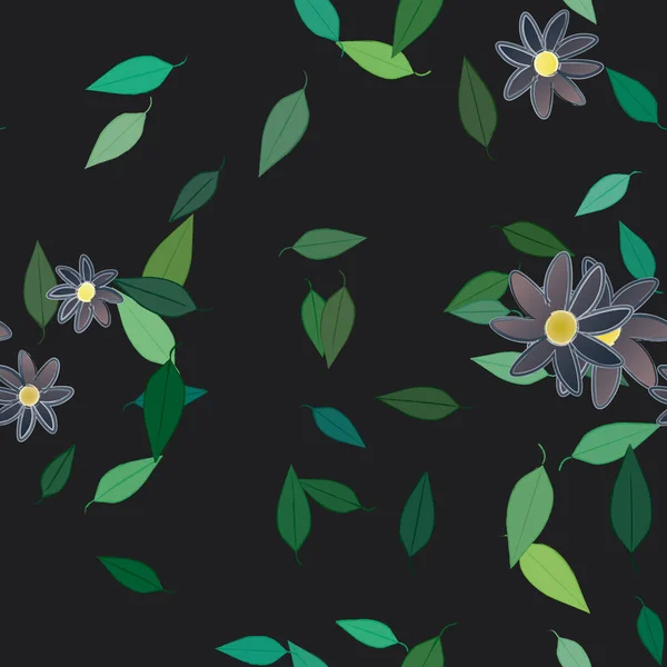 Illustration Vectorielle Pétales Fleurs Été Avec Feuilles Fond Botanique — Image vectorielle