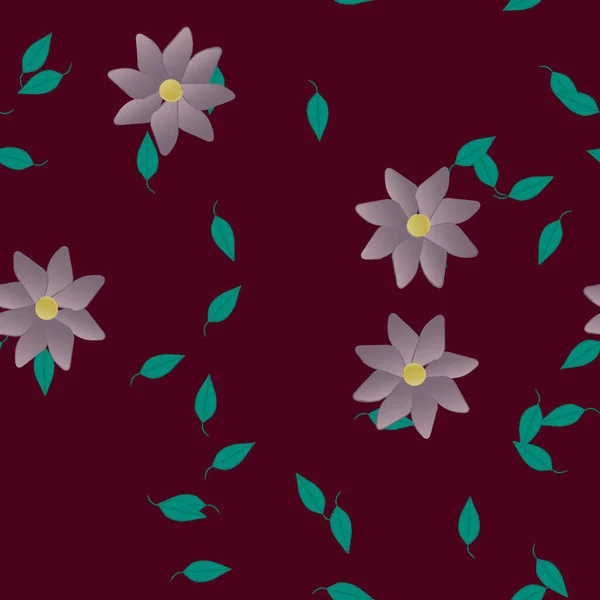 Composition Design Avec Fleurs Simples Feuilles Vertes Illustration Vectorielle — Image vectorielle