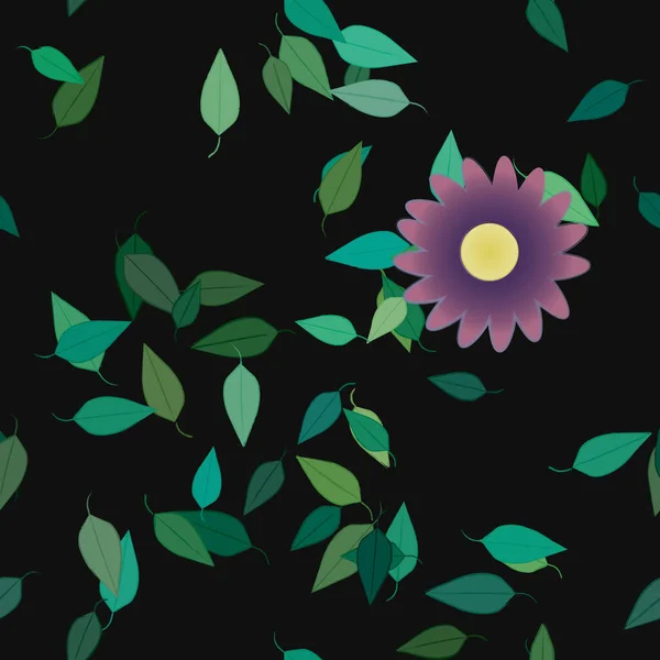 Composition Design Avec Fleurs Simples Feuilles Vertes Illustration Vectorielle — Image vectorielle