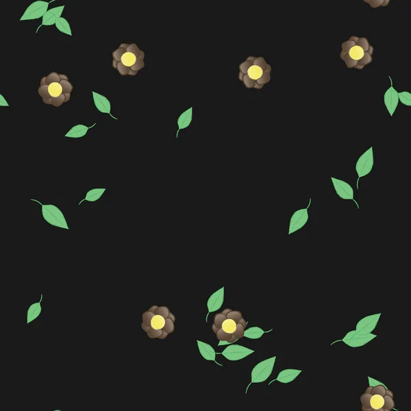 Composición Diseño Con Flores Simples Hojas Verdes Ilustración Vectorial — Vector de stock