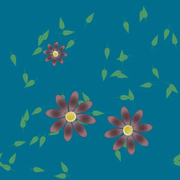 Composition Design Avec Fleurs Simples Feuilles Vertes Illustration Vectorielle — Image vectorielle