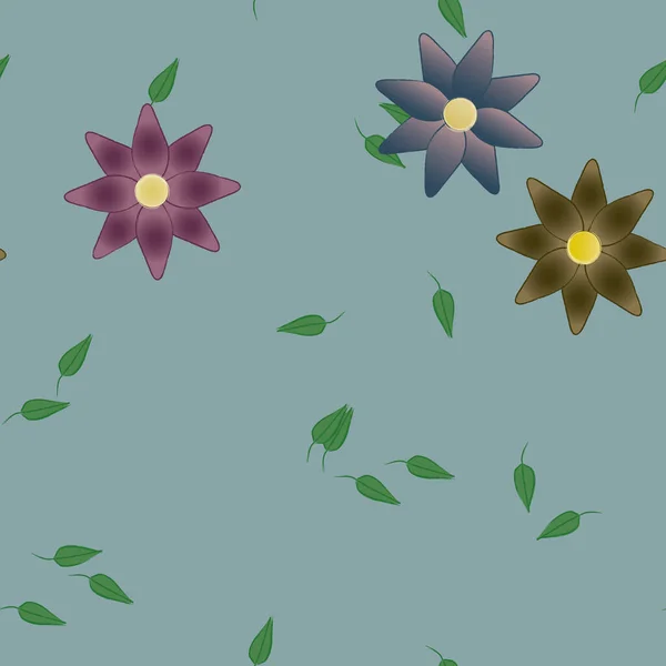 Vektor Illustration Sommar Blommor Kronblad Med Blad Botanisk Bakgrund — Stock vektor