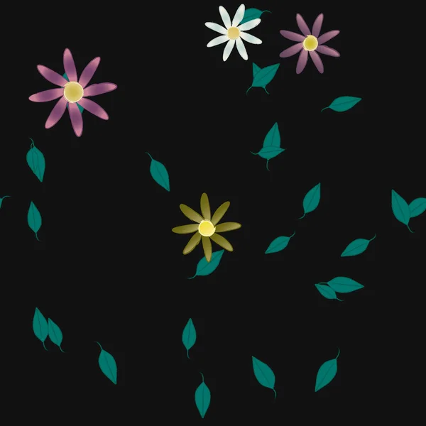 Kompozycja Projektu Kwiatami Liśćmi Ilustracja Wektora — Wektor stockowy