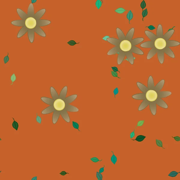 Composition Design Avec Fleurs Simples Feuilles Vertes Illustration Vectorielle — Image vectorielle