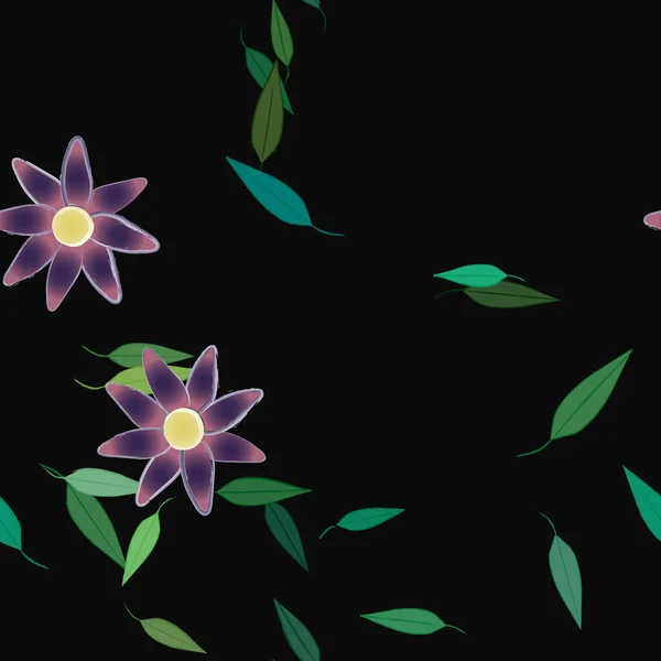 Σύνθεση Σχεδίου Λουλούδια Και Φύλλα Διανυσματική Απεικόνιση — Διανυσματικό Αρχείο