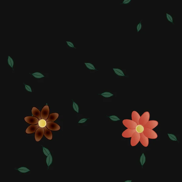 Illustration Vectorielle Pétales Fleurs Été Avec Feuilles Fond Botanique — Image vectorielle