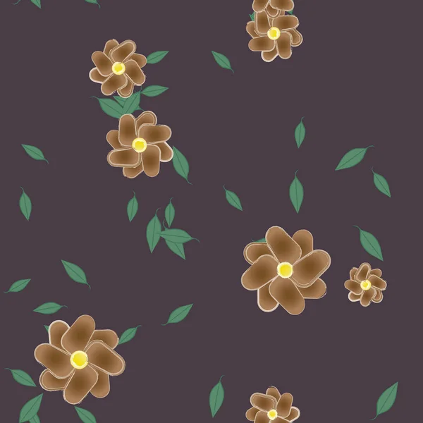 Illustration Vectorielle Pétales Fleurs Été Avec Feuilles Fond Botanique — Image vectorielle