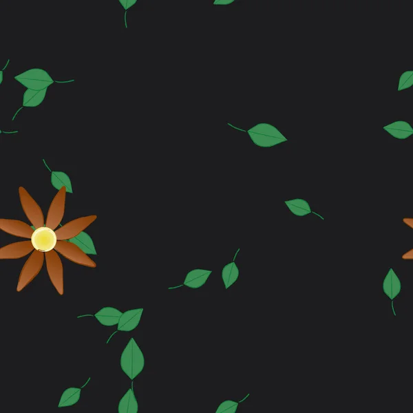 Composition Design Avec Fleurs Simples Feuilles Vertes Illustration Vectorielle — Image vectorielle