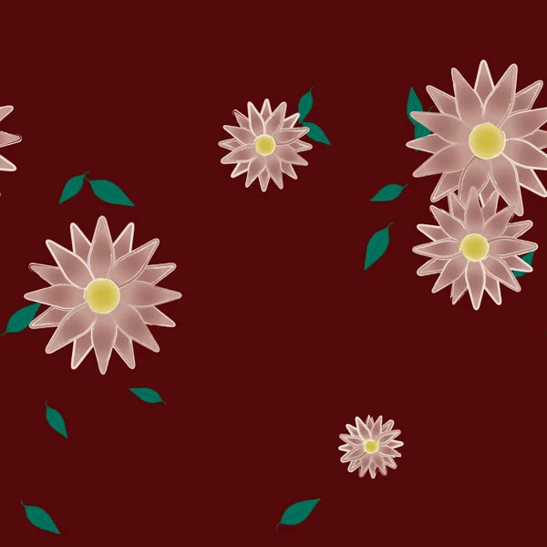 Composition Design Avec Fleurs Simples Feuilles Vertes Illustration Vectorielle — Image vectorielle