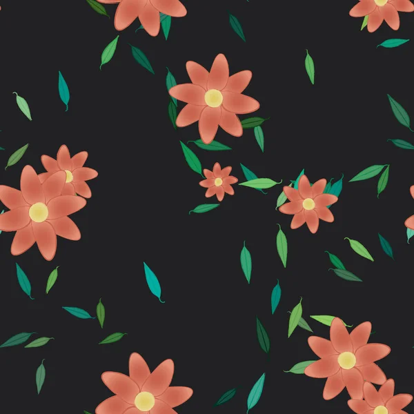 Vector Ilustración Flores Verano Pétalos Con Hojas Fondo Botánico — Archivo Imágenes Vectoriales