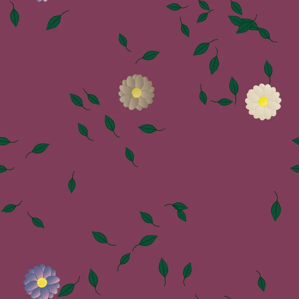 Composition Design Avec Fleurs Simples Feuilles Vertes Illustration Vectorielle — Image vectorielle