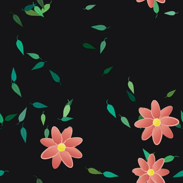 Composition Design Avec Fleurs Feuilles Illustration Vectorielle — Image vectorielle