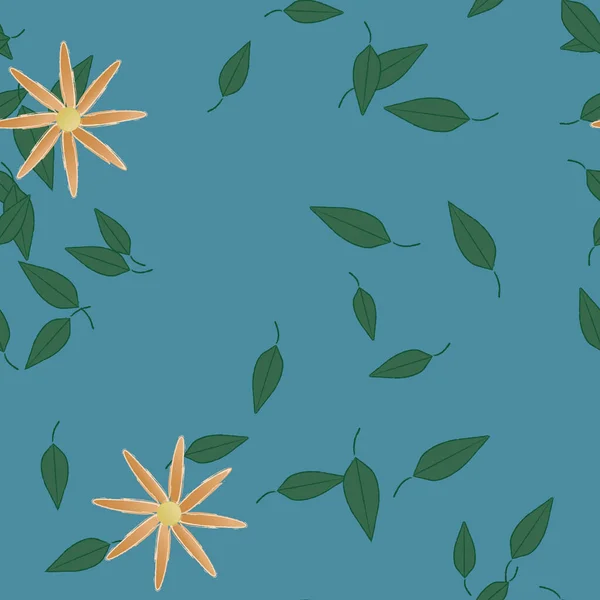 Composición Diseño Con Flores Simples Hojas Verdes Ilustración Vectorial — Vector de stock