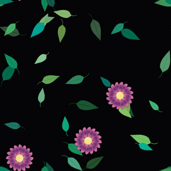 Vector Ilustración Flores Verano Pétalos Con Hojas Fondo Botánico — Archivo Imágenes Vectoriales